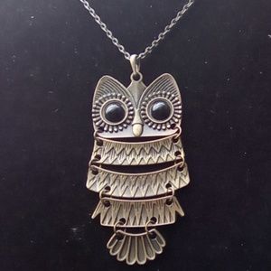Brass Owl Pendant Necklace.